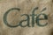 Cafe inscription on the bag textile. cafe concept coffee. backgronud