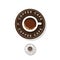 Cafe logo. Roundel Coffee logo. A cup of coffee and letters in the circle.