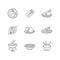 Cafe meals pixel perfect linear icons set