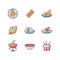 Cafe meals RGB color icons set