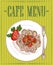 Cafe menu with flat lay pasta dish sketch