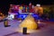 Cafe New Panorama Sharm, restaurant Boharat in shopping and entertainment district of Naama Bay in evening, Sharm El Sheikh, Egypt