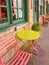 Cafe outdoor in Ioannina city greece , tables chairs