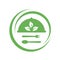 Cafe or restaurant serving Organic food logo- leaves symbolizing Vegetarian friendly diet by European Vegetarian Union