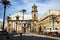 Cafe and Santiago church, Cadiz.