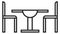 Cafe table with two chairs. Dinner seat line icon
