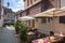 Cafe tables in Petite-France in Strasbourg. France