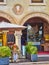 A Cafe Terrace in front of a Renaissance portico of The Citta Bassa, Bergamo, Lombardy, Italy