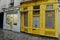 Cafes and restaurants at the narrow streets and alleys of Marais neighborhood in Paris, France