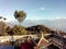 A cafeteria with hilly view