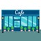 Caffee shops and stores front flat style. Vector illustration