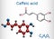 Caffeic acid, C9H8O4 molecule. It is hydroxycinnamic acid with antioxidant, anti-inflammatory, antineoplastic activities, is a key