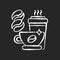 Caffeine chalk white icon on black background