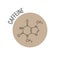 Caffeine molecule. Chemical skeletal formula designed in the beige circle as icon. Cafe, coffee theme or logo. Vector