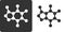 Caffeine molecule, , flat icon style. Stylized rendering. Carbon, oxygen and nitrogen atoms shown as circles. Hydrogen atoms