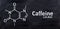 Caffeine molecule structural chemical formula, chalk drawing on a blackboard