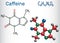 Caffeine molecule. Structural chemical formula and molecule mode