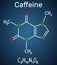 Caffeine molecule. Structural chemical formula and molecule mode