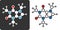 Caffeine stimulant molecule, flat icon style. Stylized rendering. Atoms shown as color-coded circles (oxygen - red, nitrogen -