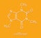 Caffeine stimulant molecule. Present in coffee, tea and many soft and energy drinks. Skeletal formula.