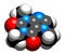 Caffeine stimulant molecule. Present in coffee, tea and many soft and energy drinks. Stylized skeletal formula chemical structure