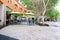 CafÃ© table and chairs at Hong Kong Discovery Bay. Most visited beach on Lantau Island