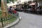 CafÃ©s along a sidewalk in Istanbul