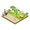 Cage with sheeps isometric 3D icon