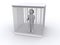 Caged white figure