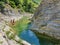 CAGLI, ITALY - AUGUST 2, 2023: View of little canyon in the river Bosso near Cagli