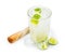 Caipirinha as detailed close-up shot isolated on white background selective focus