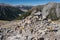 Cairn above valley in Arthur\'s Pass National Park