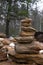 Cairn Building in forest