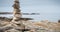 Cairn on a hiking trail on the island of Yeu