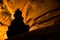 Cairn silhouette in slot canyon in the Utah Arizona desert near Moab, Canyonlands, Arches, Zion