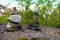 Cairn stones on rock