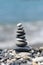 Cairn of stones on the sea coast