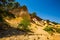 Cairns Formations in front of Colourful Ochres of the French Provencal Colorado in Rustrel France