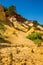 Cairns Formations in front of Colourful Ochres of the French Provencal Colorado in Rustrel France