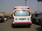 Cairo, Egypt, April 18 2023: An ambulance on the side of the road, SemadCo ambulance, Translation of Arabic, Al Nasr company for
