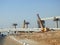 Cairo, Egypt, February 15 2023: Construction site of new Cairo monorail overhead transportation system that is still under