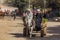 CAIRO, EGYPT - JANUARY 31, 2019: Donkey carriage in Giza neighborhood of Cairo, Egy