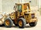 Cairo, Egypt, March 9 2022: heavy yellow bulldozer, grader and excavator construction equipment, end loader vehicle, bulldozer