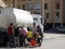Cairo, Egypt, May 15 2023: A water tanker vehicle with clean water as an emergency service response in any area with water outage