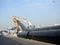 Cairo, Egypt, May 31 2023: preparations to place large water pipe parts in place, sanitation pipes, improvement of infrastructure