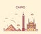 Cairo skyline trendy vector illustration linear