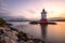 Caisson sparkplug style lighthouse in Tarrytown New York