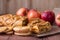 Cake with Apple filling and pastry with apples