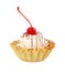 Cake basket with cream and maraschino cherry
