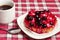 Cake with berries and coffee